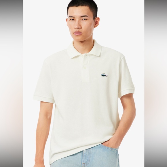 Lacoste x Pique Polo Shirt XL Classic Fit Green Croc Logo 100% Cotton White NWOT - Picture 12 of 12